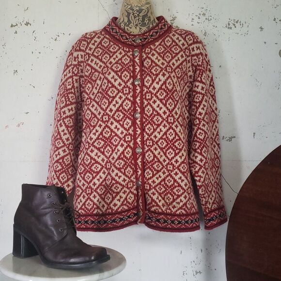 L.L. BEAN Women's VINTAGE Fair Isle Wool Blend Metal Buttons Sweater XS - Picture 1 of 10